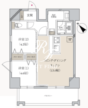 プライマル月島 1001 間取り図