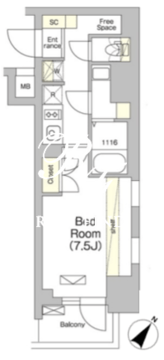 テラス大崎 601 間取り図