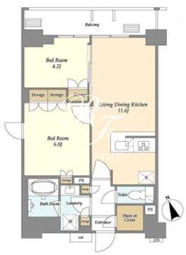 プライムアーバン台東根岸 1203 間取り図