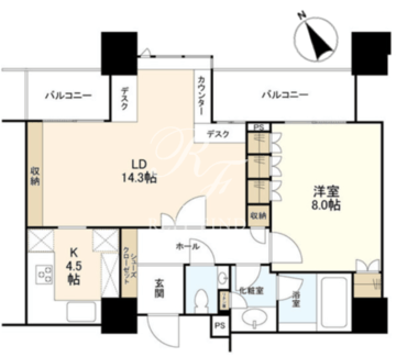 白金タワー 1801 間取り図