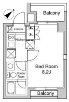 プラウドフラット目黒行人坂 307 間取り図