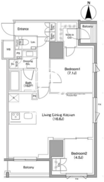 ザ・パークハビオ麻布十番 601 間取り図