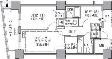アクティ汐留 2702 間取り図