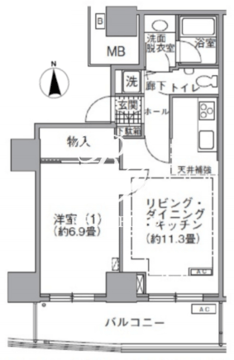 アクティ汐留 3709 間取り図