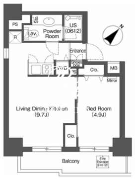 インプルーブ高輪台 1202 間取り図