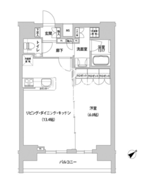 メトロステージ上野 1403 間取り図