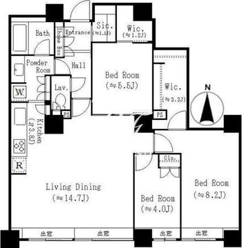 リバーポイントタワー 2305 間取り図