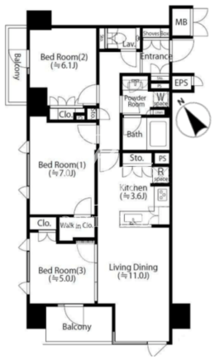 コノート茗荷谷 402 間取り図