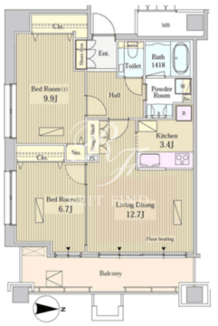 モメント汐留 2303 間取り図