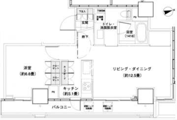 パークキューブ愛宕山タワー 2605 間取り図