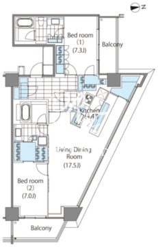 コンフォリア新宿イーストサイドタワー 2719 間取り図
