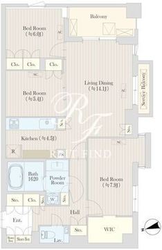 コート元代々木町 203 間取り図