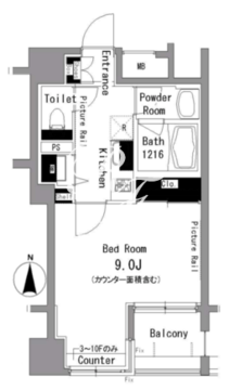 パークアクシス新御徒町 302 間取り図