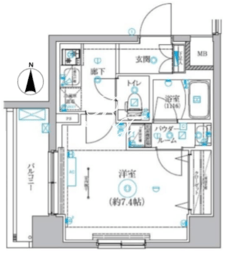 クオリタス菊川 304 間取り図