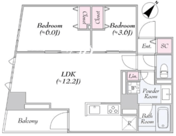 ロイジェント世田谷野沢 402 間取り図