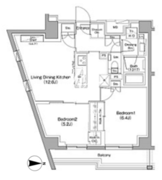 ザ・パークハビオ神泉 301 間取り図