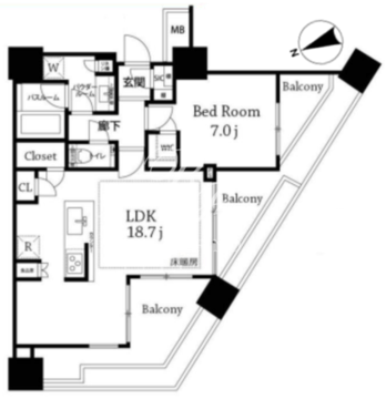 シティタワー武蔵小山 1805 間取り図