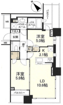 シティタワー武蔵小山 1301 間取り図