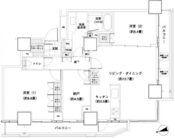 パークキューブ愛宕山タワー 2102 間取り図