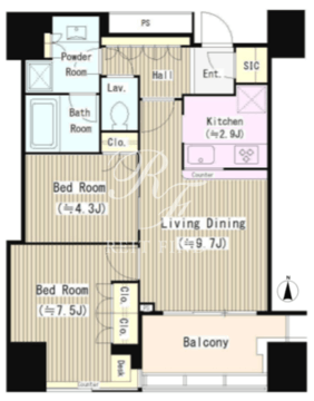 パークタワー錦糸町 1608 間取り図