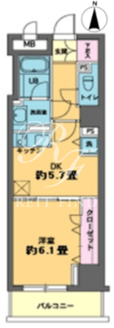 カスタリア新富町 802 間取り図