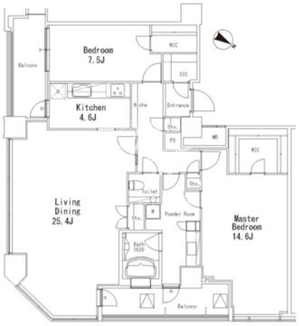 ＭＦＰＲ目黒タワー 2203 間取り図
