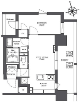 リーブルグラント西新宿 W-401 間取り図