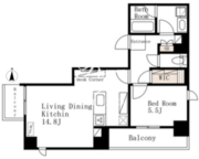デュオフラッツ上野松が谷 1102 間取り図