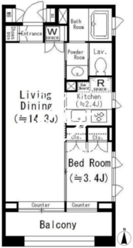 住吉コートク E-1303 間取り図
