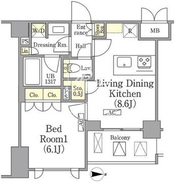 ザ・パークワンズ高輪 210 間取り図