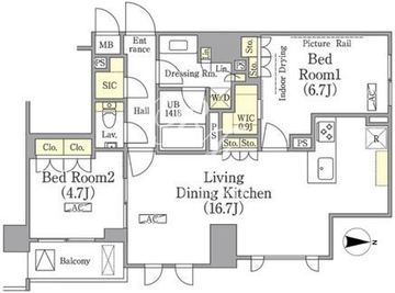 ザ・パークワンズ高輪 406 間取り図