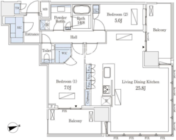 パークコート浜離宮ザタワー 1708 間取り図