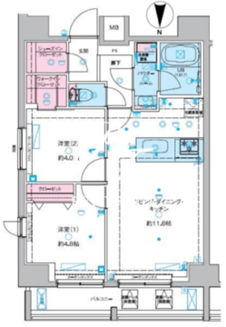 ジェノヴィア南千住3スカイガーデン 1202 間取り図