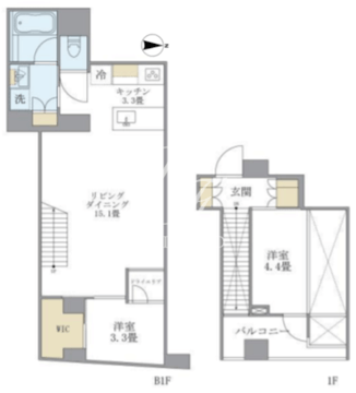 アパートメンツ元麻布内田坂 102 間取り図