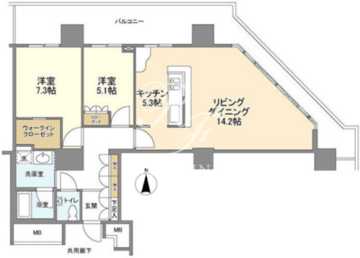 豊洲シエルタワー 1516 間取り図