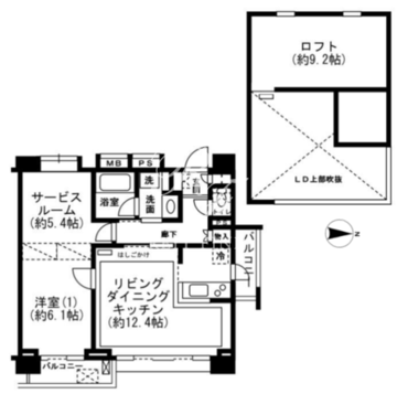 レジディア新宿イースト2 1001 間取り図