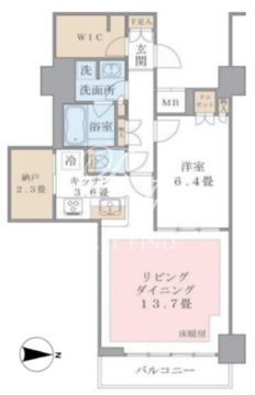 ブリリアイスト東雲キャナルコート 1025 間取り図