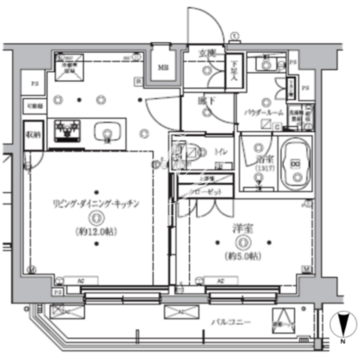 クオリタス南大井 1202 間取り図