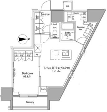 ザ・パークハビオ麻布十番 509 間取り図