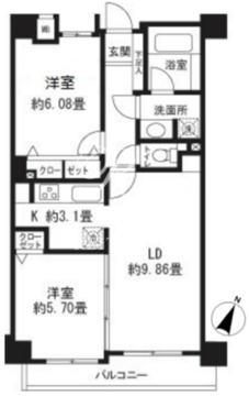 レジディア三軒茶屋2 402 間取り図
