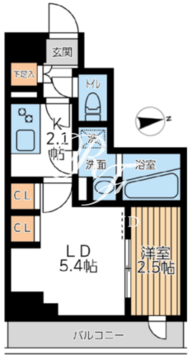 アジールコート西馬込2 311 間取り図