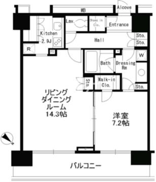 パークアクシス日本橋ステージ 1107 間取り図