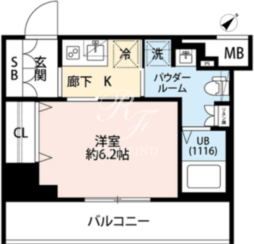 プレール・ドゥーク門前仲町3 202 間取り図