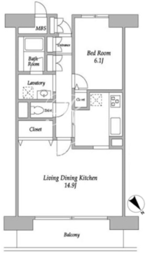 プラザ勝どき 820 間取り図