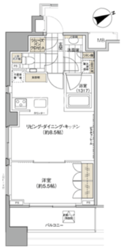 パークハビオ西新宿 406 間取り図