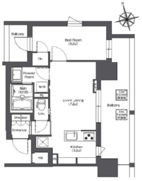 リーブルグラント西新宿 W-601 間取り図