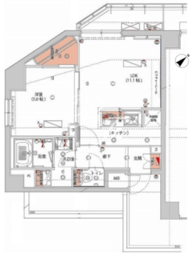 ハーモニーレジデンス神楽坂ヒルズセカンド 209 間取り図