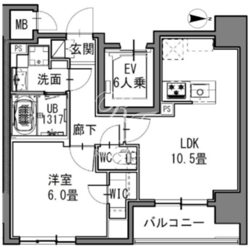 エスレジデンス新御徒町イースト 1203 間取り図
