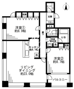 レジディアタワー麻布十番 1803 間取り図