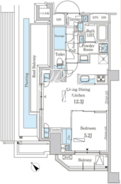 パークアクシス市谷加賀町 306 間取り図